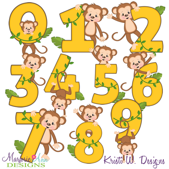 Monkey Numbers SVG Cutting Files Includes Clipart - Click Image to Close
